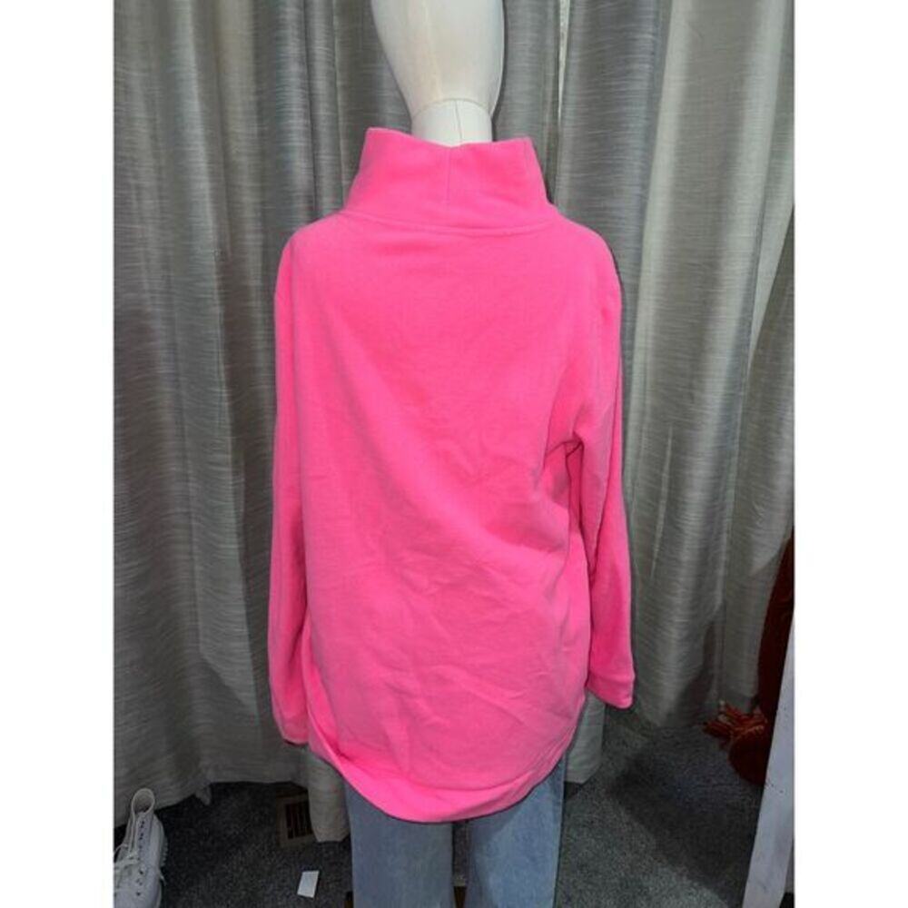 Crown & Ivy Mock Neck Fleece Sweatshirt in Hot Pink XL